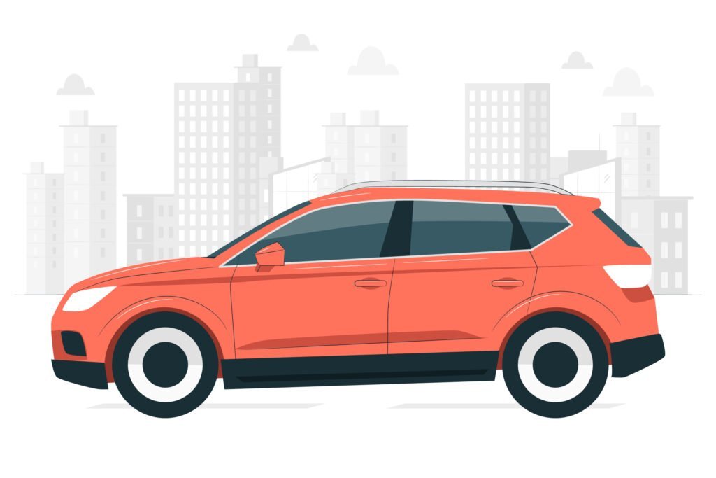 Illustration of a car in the city — Aradhya Car Bazar, Gwalior